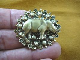 (b-rhino-22) RHINO rhinoceros Safari Africa oval pin brass brooch lover ... - $13.29
