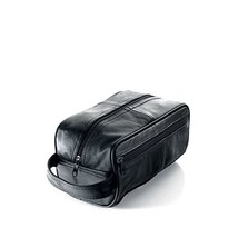 Men&#39;s Black Leather Toiletry Bag/Men&#39;s Wash Bag (WB3)  - £20.11 GBP