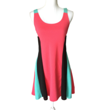 Love Womens Fit &amp; Flare Sleeveless Summer Dress Size M Colorful Color Block  - £22.24 GBP