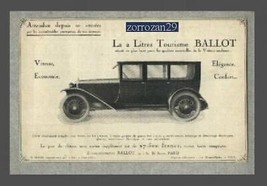1922 Ballot 2 Lts Tourisme Conduite Interieure Vintage B/W Ad &quot;L&#39;illustration&quot; - £12.40 GBP