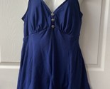 Carol Wior Womens Plus Size 16 Swim Dress Blue Built in Padded Bra One P... - $25.69