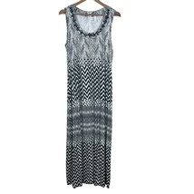 Chicos 2 Maxi Dress Womens Large Black White Geometric Embellished Neckline - £27.96 GBP