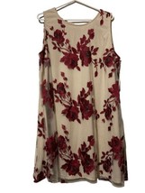 NWT ECI New York Dress Nude Dress With Dark Red Flowers.  Women&#39;s Size:  2X - £29.51 GBP