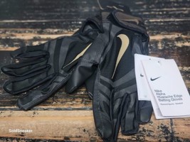 Nike Alpha Huarache Edge BAtting Gloves Black Gold Unisex size M - £23.91 GBP