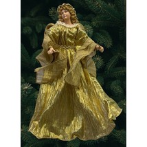 Christmas Angel Tree Topper Gold Gown 11&quot; Tall Holiday Decoration Center... - £25.75 GBP