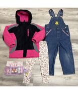 Clothes Lot Girls Sz 5T 4pc Winter Coat Denim Overalls Everyday School S... - €21,41 EUR
