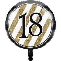 Black and Gold 18th Birthday Foil Balloon 18&quot; Birthday Party Decoration - £8.78 GBP