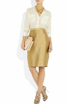 JUST CAVALLI Roberto Cavalli GOLD Metallic TWILL Pencil SKIRT Made in It... - £249.18 GBP