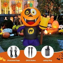 4FT Halloween Inflatable Pumpkin Kid LED Lights Blow up Lawn Decorations - £32.13 GBP