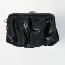 Simply Vera Wang Purse Patent Leather Black Bag Lined Retro Kiss Clip Cl... - $15.87