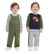 Little Me Boys Girls Coverall Set Green Multicolor 4-Piece Tops Bottom O... - $45.99