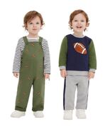 Little Me Boys Girls Coverall Set Green Multicolor 4-Piece Tops Bottom O... - $64.12 CAD