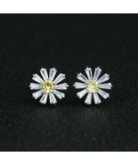2Ct Simulated Baguette Daisy Flower Stud Earrings 14k White Gold Plated ... - £89.77 GBP