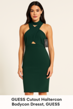 GUESS Emerald Green Cutout Halter Bodycon Sheath Dress Sz 10 Sleeveless ... - $39.99