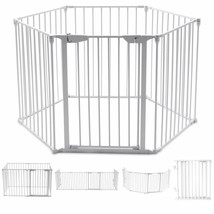 6 Panel Metal Gate Baby Pet Fence Safe Playpen Barrier Wall-mount Multif... - £154.40 GBP