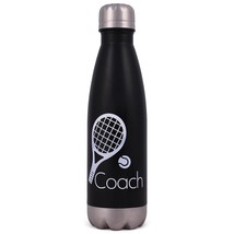 Tennis Coach Black 17 Ounce Stainless Steel Sports Water Bottle - $15.99