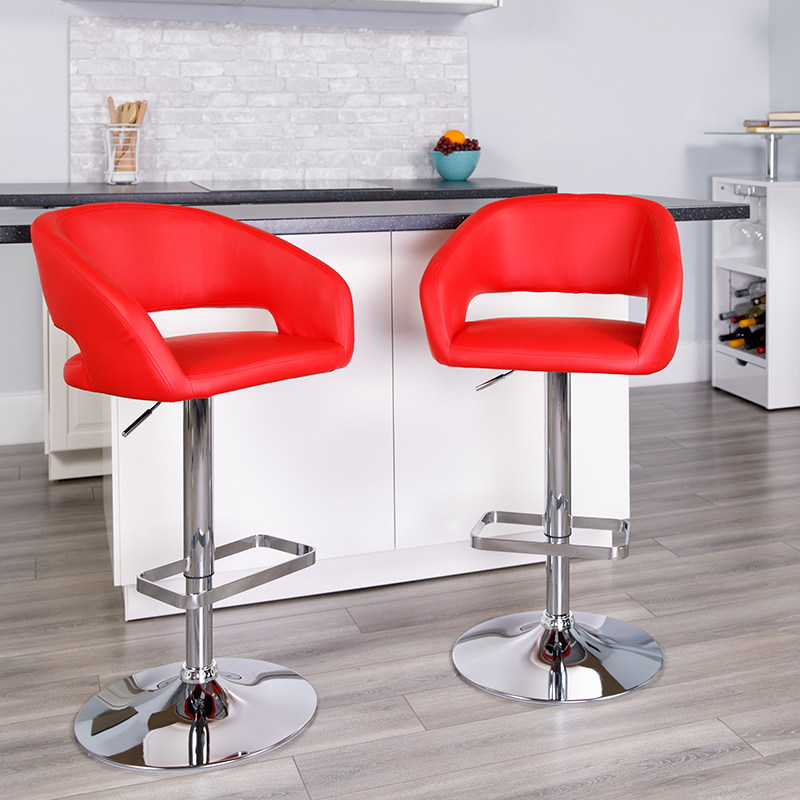 Red Vinyl Barstool CH-122070-RED-GG