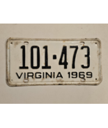 1969 Virginia License Plate #101-473 Black on White Original-Vintage-Man... - $28.02 CAD