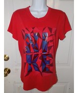 NIKE Dri-Fit Cotton Tee NIKE LOGO Red SS Shirt Size M Women&#39;s - £16.02 GBP