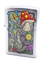 Butterflies &amp; Mushrooms  - Hippie Zippo Lighter Brushed Chrome - $28.99