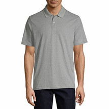 St. John&#39;s Bay Men&#39;s Short Sleeve Everyday Polo MEDIUM Gray Heather Stri... - £14.88 GBP