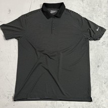 Nike Golf Tour Performance Polo Shirt Mens Large Black White Striped Dri Fit - £15.43 GBP