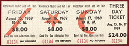 Unused 3 Day Woodstock Ticket from 1969 ORIGINAL - £99.68 GBP