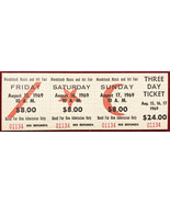 Unused 3 Day Woodstock Ticket from 1969 ORIGINAL - £97.78 GBP