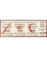 Unused 3 Day Woodstock Ticket from 1969 ORIGINAL - $2,375.85 MXN