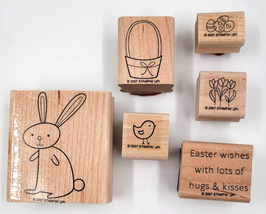 Stampin Up Easter Rabbit Rubber Ink Stamps Card Crafting Scrapbooking Lot of 6 - £7.89 GBP