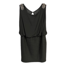 Dressbarn Womens Blouson Dress Black Stretch Scoop Neck Sleeveless Satin Plus 18 - £26.57 GBP