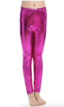 Zukocert Girls Shiny Metallic Leggings, Rose Red, L (12) - $5.99
