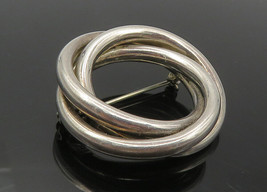 ZINA 925 Sterling Silver - Vintage Shiny Open Triple Circles Brooch Pin - BP3911 - £61.80 GBP