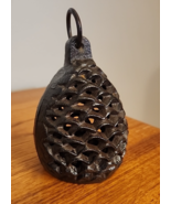 CAST IRON PINECONE Lantern TEALIGHT GARDEN Candle Holder 5&quot; BROWN - $474.39 MXN