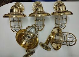 Nautical New Brass Wall Passageway Ship Bulkhead Light &amp; Shade Lot 5 - $619.33