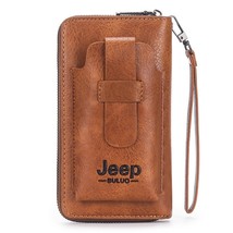 BULUO Leather Men Clutch Wallet  Purse For Phone Double Zipper  Wallet Leather  - £53.24 GBP