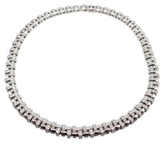 Authentic! Tiffany &amp; Co Vannerie 18k White Gold Basket Weave Diamond Nec... - £33,894.52 GBP