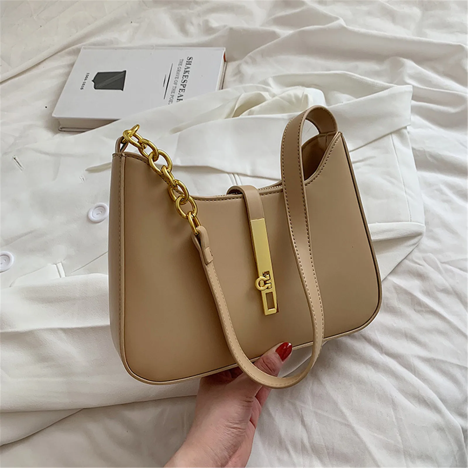 PU Leather Shoulder Bag Women&#39;s Bags Luxury Designer Trendy Handbag Clut... - $27.12