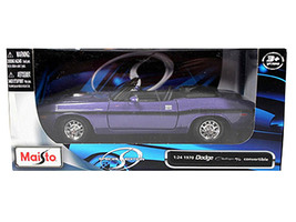 1970 Dodge Challenger R/T Convertible Purple 1/24 Diecast Model Car by M... - $40.99