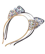 Cat Ears Crown Tiara Headband Hair Band Rhinestone Princess Hollow Cryst... - £3.41 GBP+