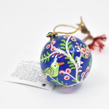 Asha Handicrafts Hand Painted Papier-Mâché Blue Bird Holiday Christmas Ornament - £13.44 GBP