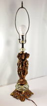 Hollywood Regency 3 Graces Figural Lamp 1970s Brass Glass Victorian Cornell 1099 - £240.38 GBP