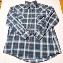 Plains Western Wear Shirt Mens XL Black Plaid Long Sleeve Pearl Snap Vintage - £10.16 GBP