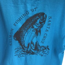 Vintage 90s T Shirt Salmon Fishing Santa Cruz Masterbaiter&#39;s Club 1997 angler - £43.46 GBP