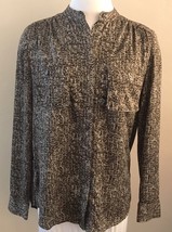 Ann Taylor Womens Brown Tan Abstract Print Long Sleeve Blouse Buttons Si... - $12.64