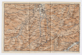 1910 Antique Map Of Vicinity Of Oberstdorf Allgäu Bavarian Alps Bavaria Germany - $22.93