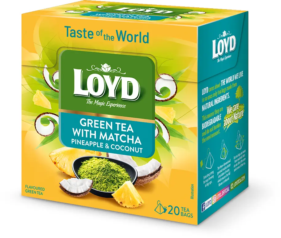 LOYD Green Tea w/ Matcha: Pineapple & Coconut -20 tea bags-1 box FREE SHIPPING