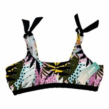 Sand Castle Womens L Swim Top Bikini Aloha Floral Padded Tie Shoulders - $8.41
