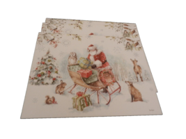 3 New Beautiful Santa &amp; Forest Friends Christmas Cards By Lang Magical Holiday - £7.77 GBP