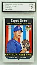 GRADED 10 CLAYTON KERSHAW ROOKIE 2008 TOPPS HERITAGE #595 DODGER CY YOUN... - £549.15 GBP
